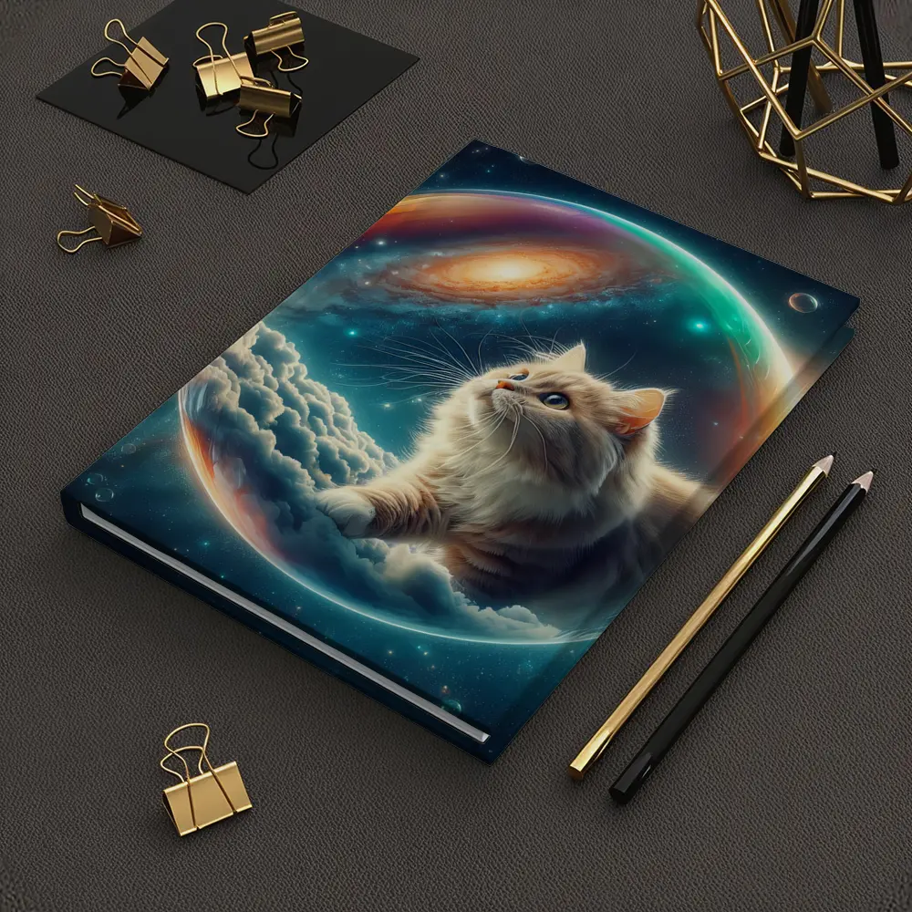 Fluffy Cat Floating Space Bubble Galaxy – Notebooks