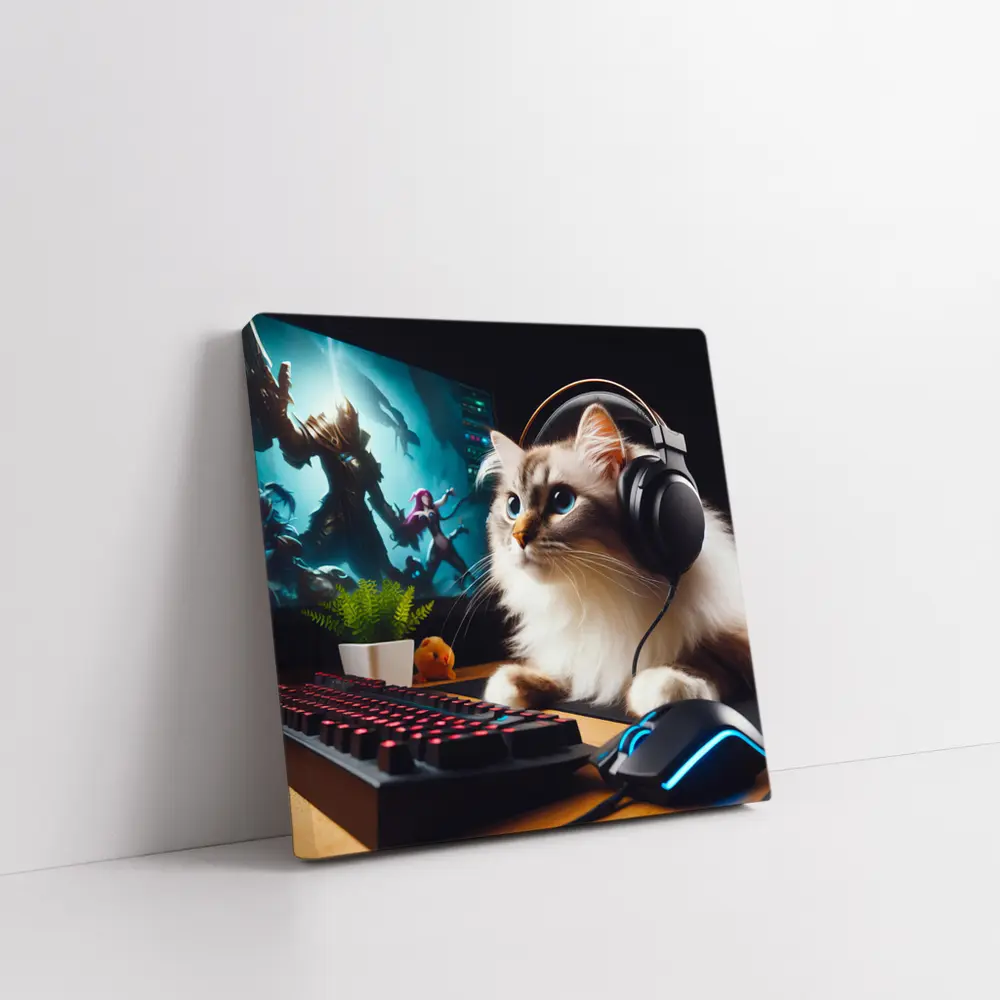 Ragdoll Cat Gaming Setup With Headphones – Wall Art