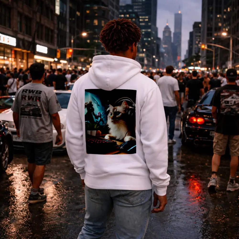 Ragdoll Cat Gaming Setup With Headphones – Hoodies