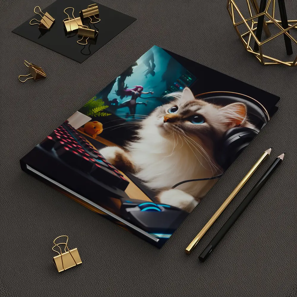 Ragdoll Cat Gaming Setup With Headphones – Notebooks