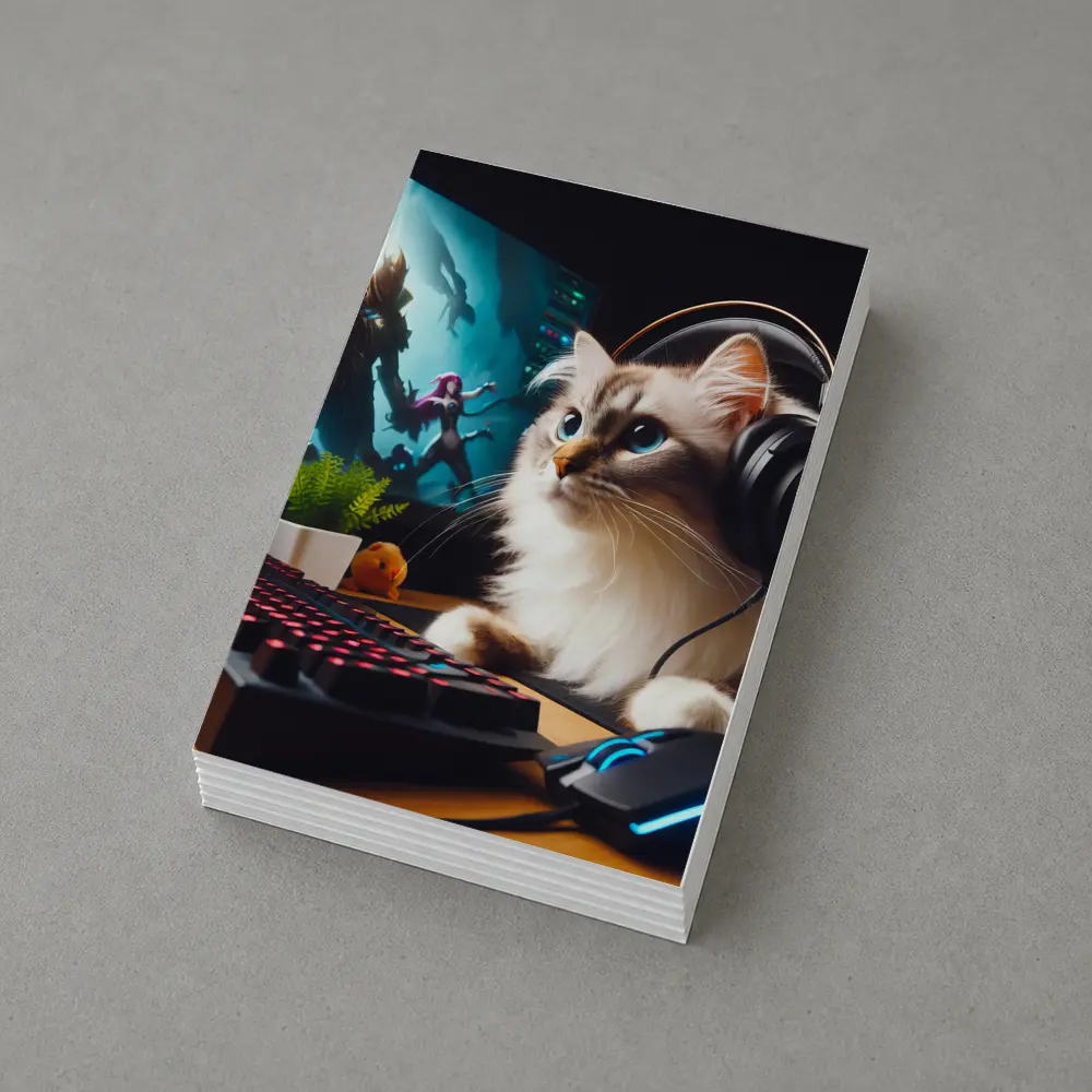 Ragdoll Cat Gaming Setup With Headphones – Postcards
