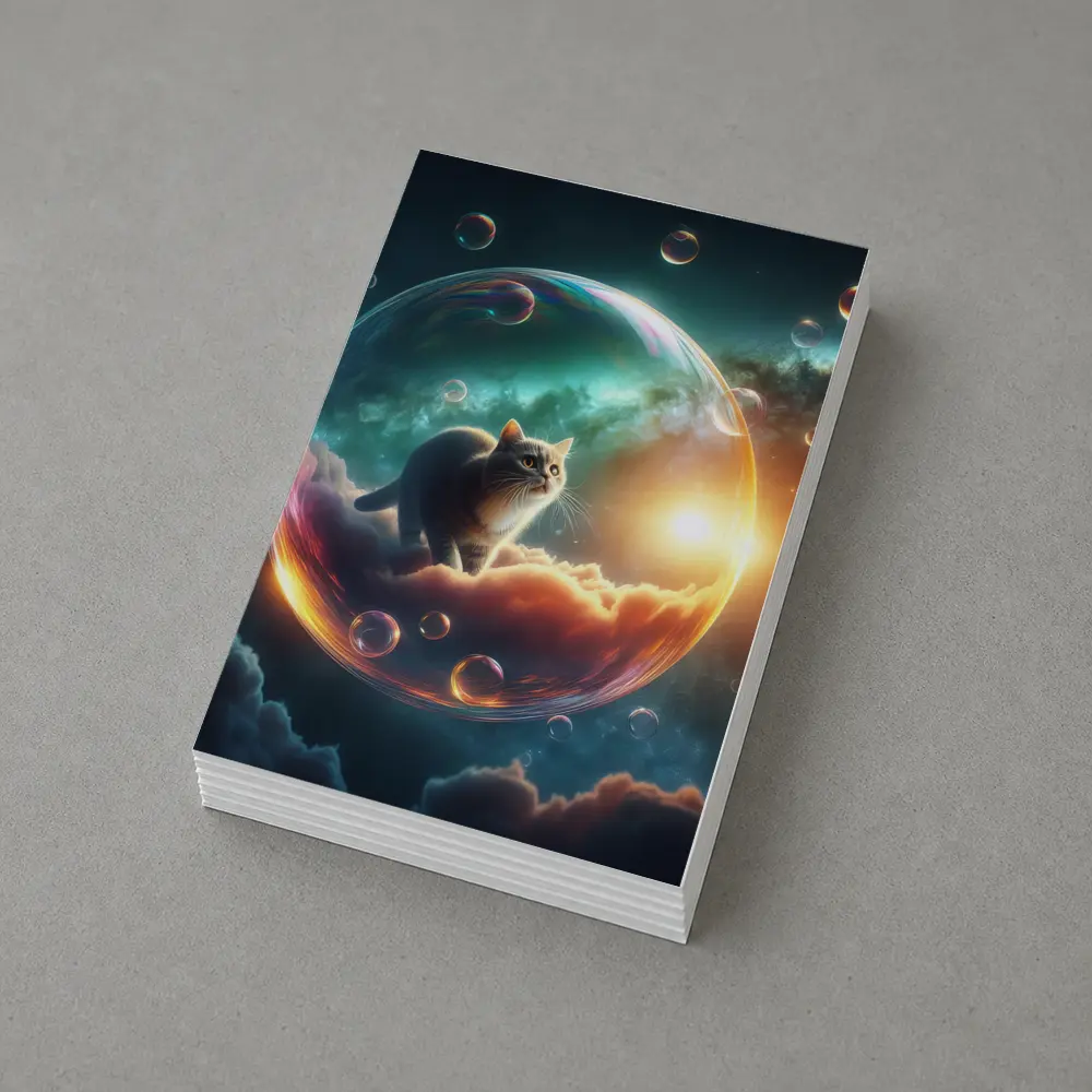 Cat Inside Bubble Cosmic Dream Sky – Postcards