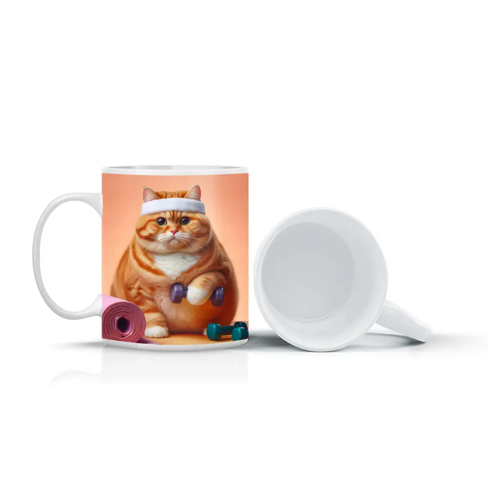 Chubby Orange Cat Workout Fitness Gym – Mugs
