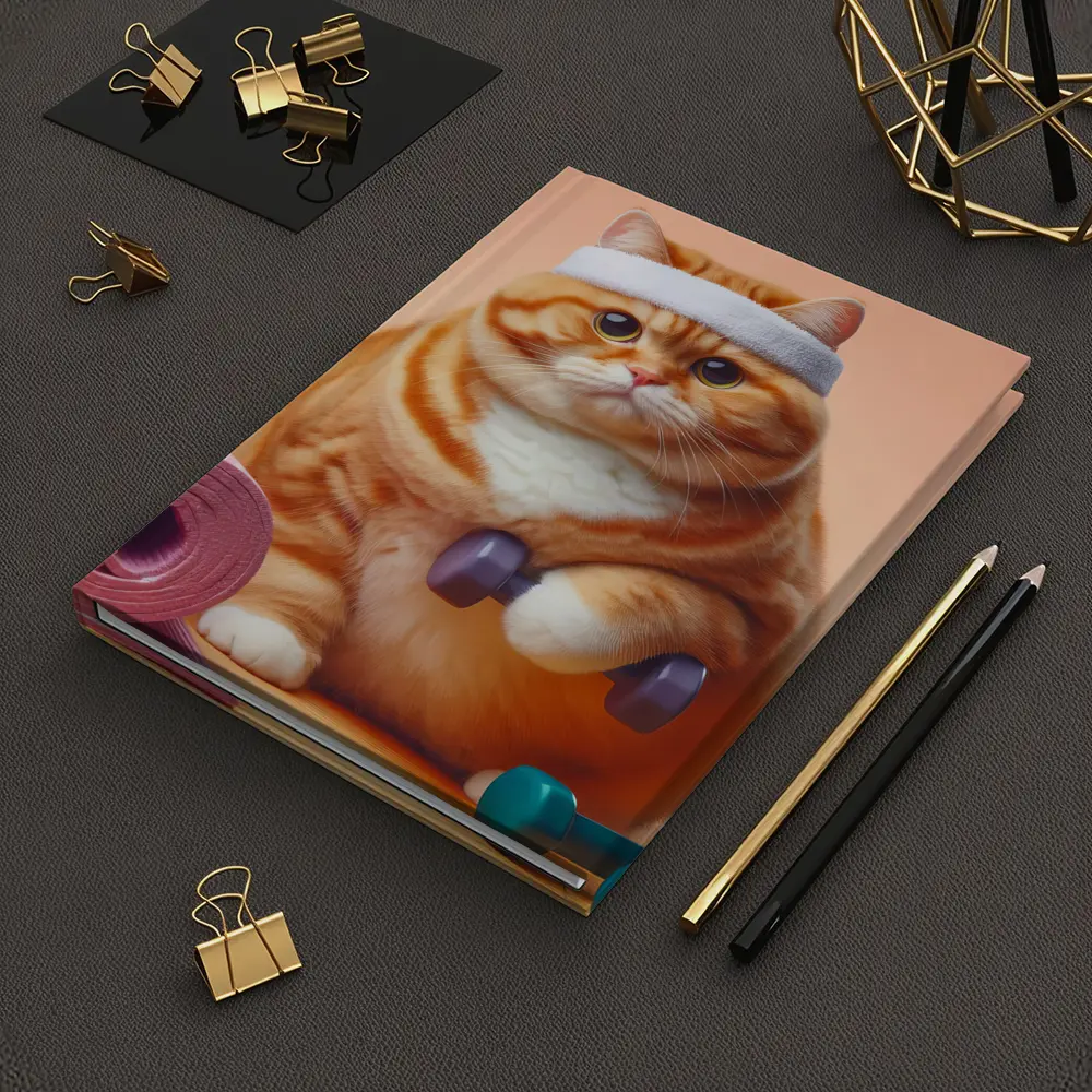 Chubby Orange Cat Workout Fitness Gym – Notebooks