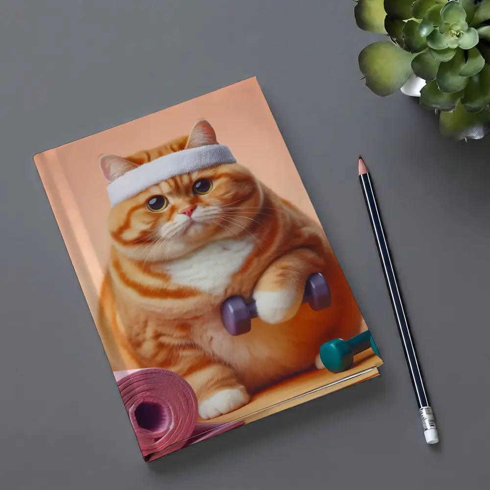 Chubby Orange Cat Workout Fitness Gym – Notebooks