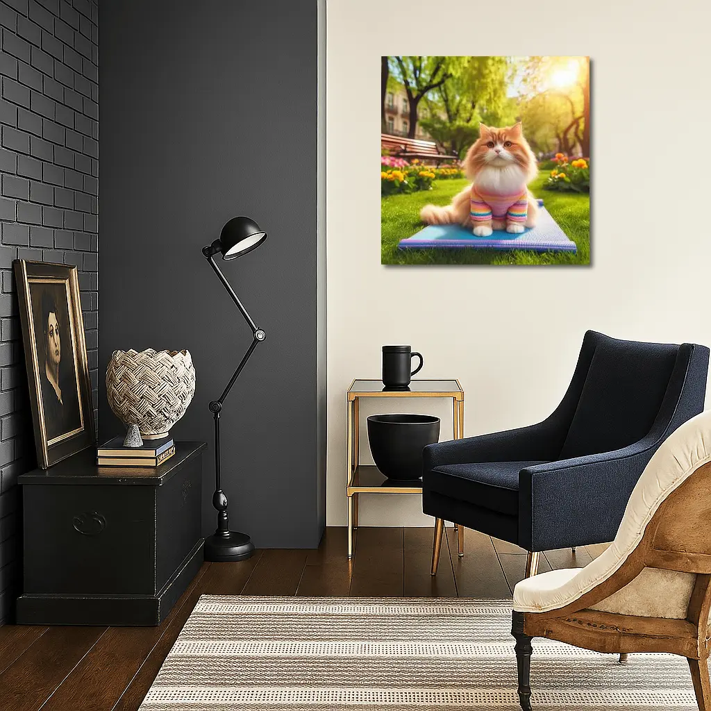 Fluffy Orange Cat Yoga Mat Park – Wall Art