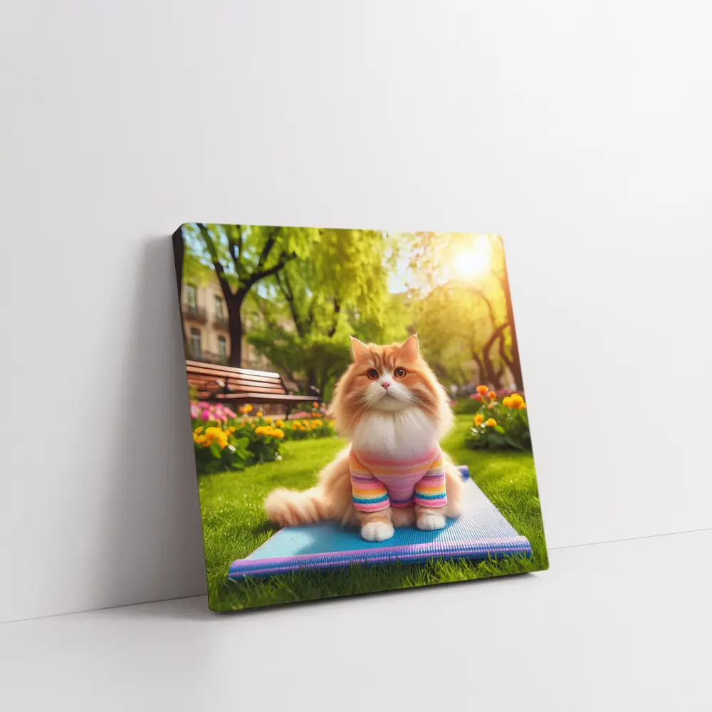 Fluffy Orange Cat Yoga Mat Park – Wall Art