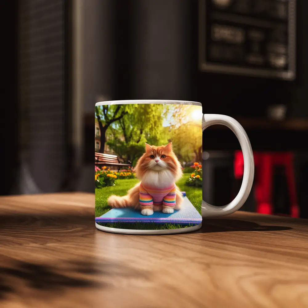 Fluffy Orange Cat Yoga Mat Park – Mugs