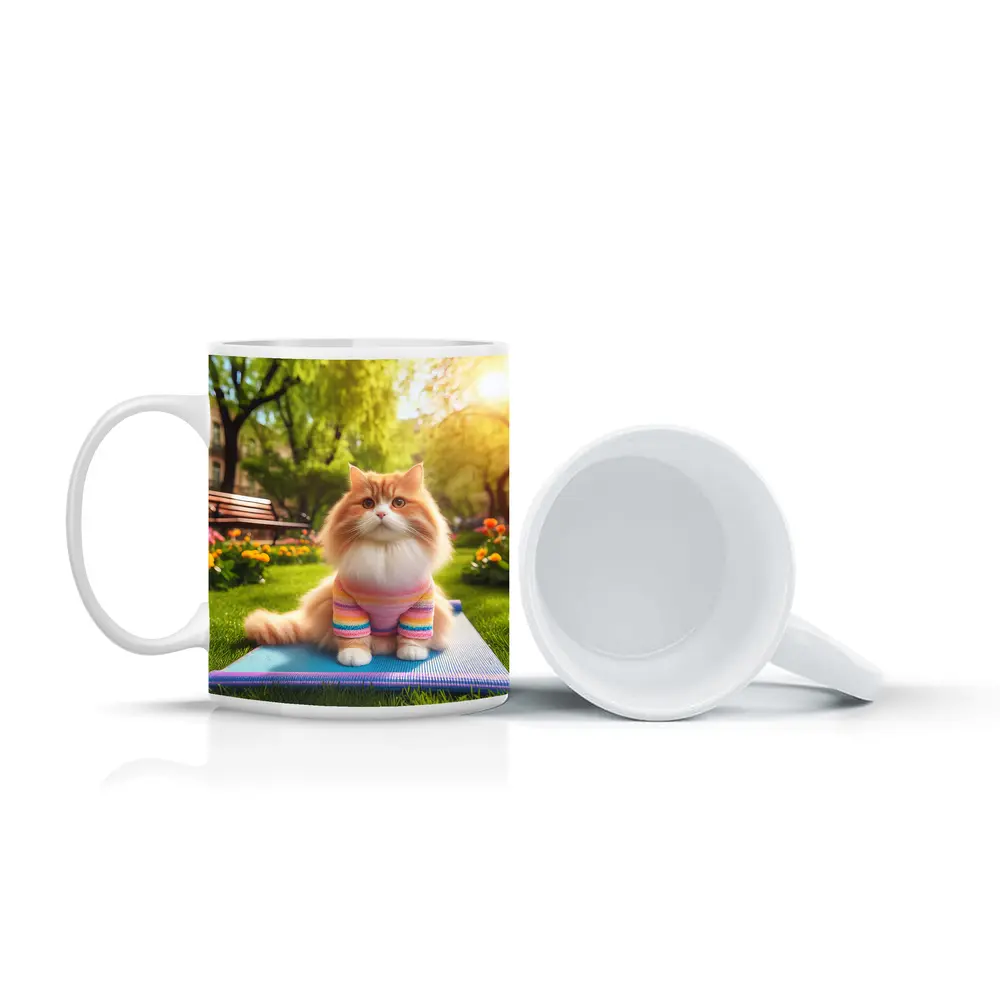 Fluffy Orange Cat Yoga Mat Park – Mugs