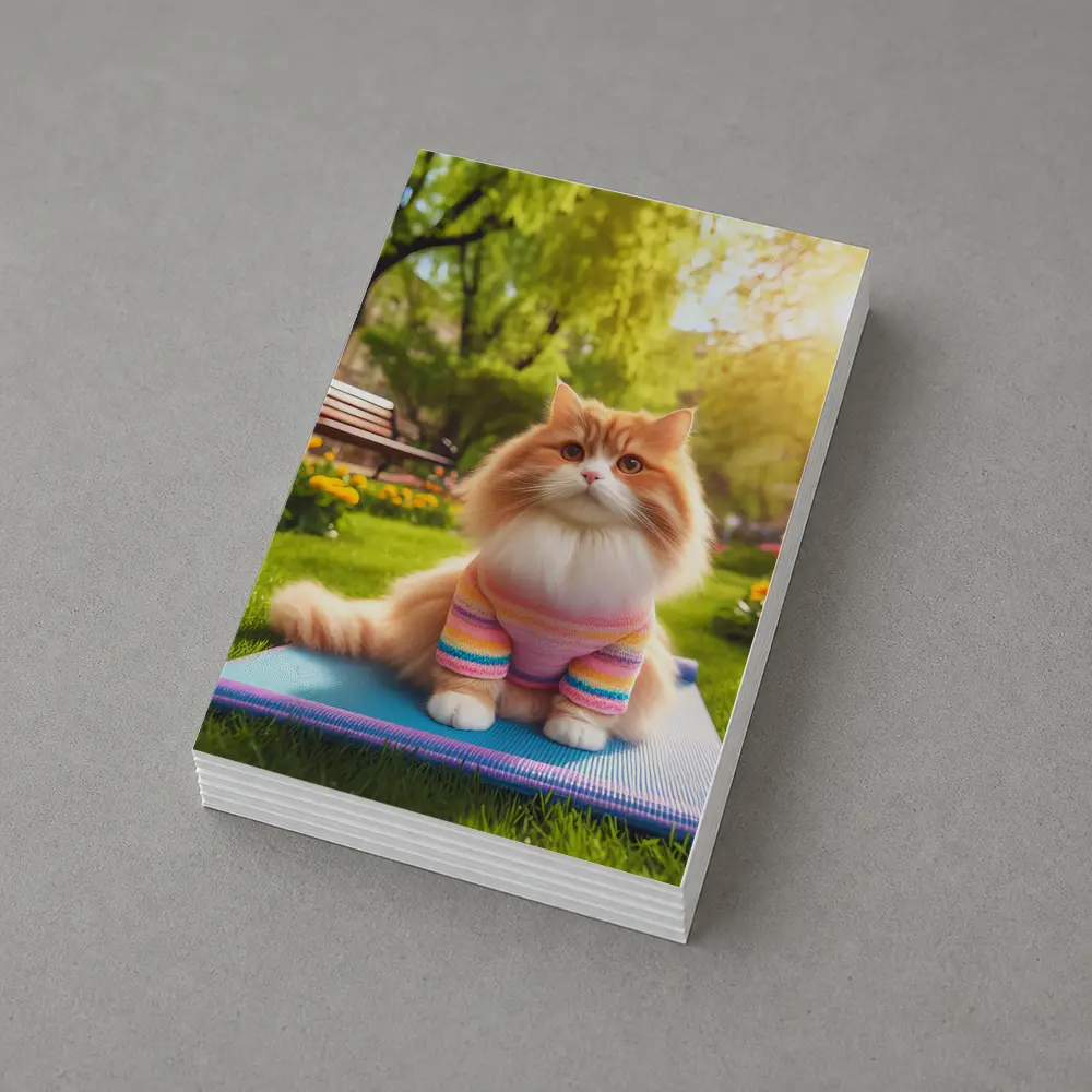 Fluffy Orange Cat Yoga Mat Park – Postcards