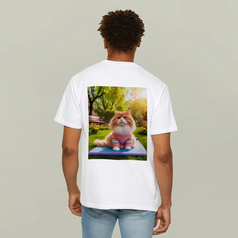 Fluffy Orange Cat Yoga Mat Park – T-Shirts