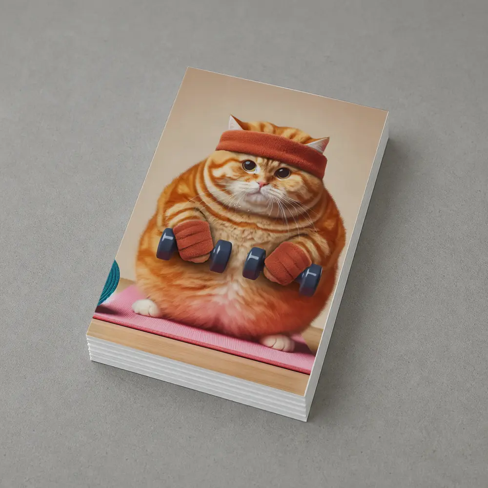 Chubby Orange Cat Lifting Dumbbells Gym – Postcards
