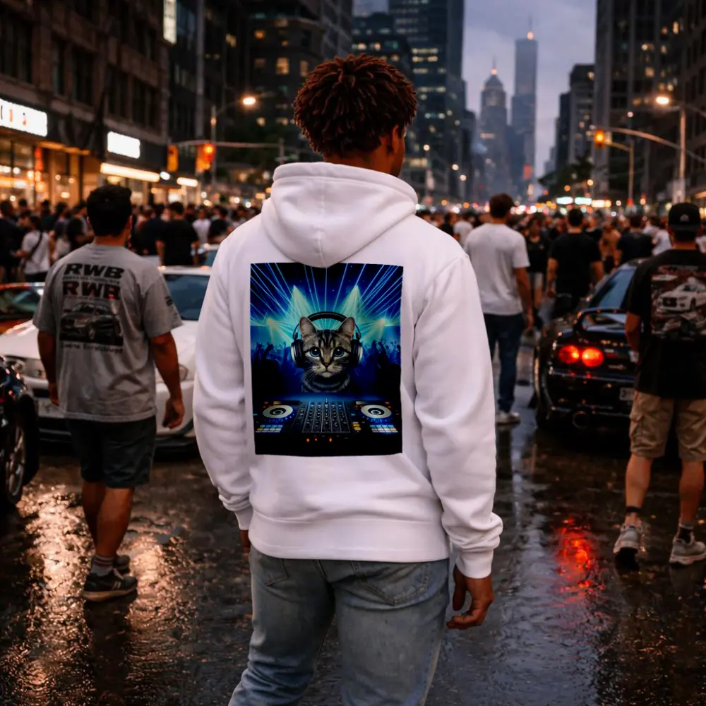 Tabby Cat DJ Neon Club Party – Hoodies
