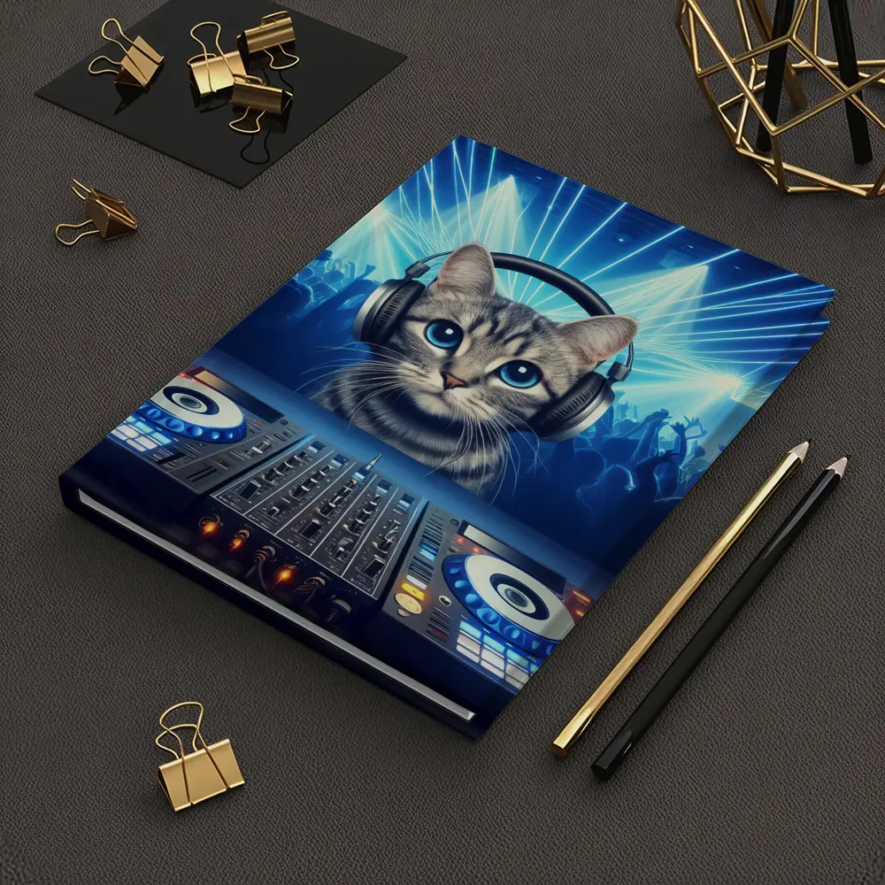 Tabby Cat DJ Neon Club Party – Notebooks