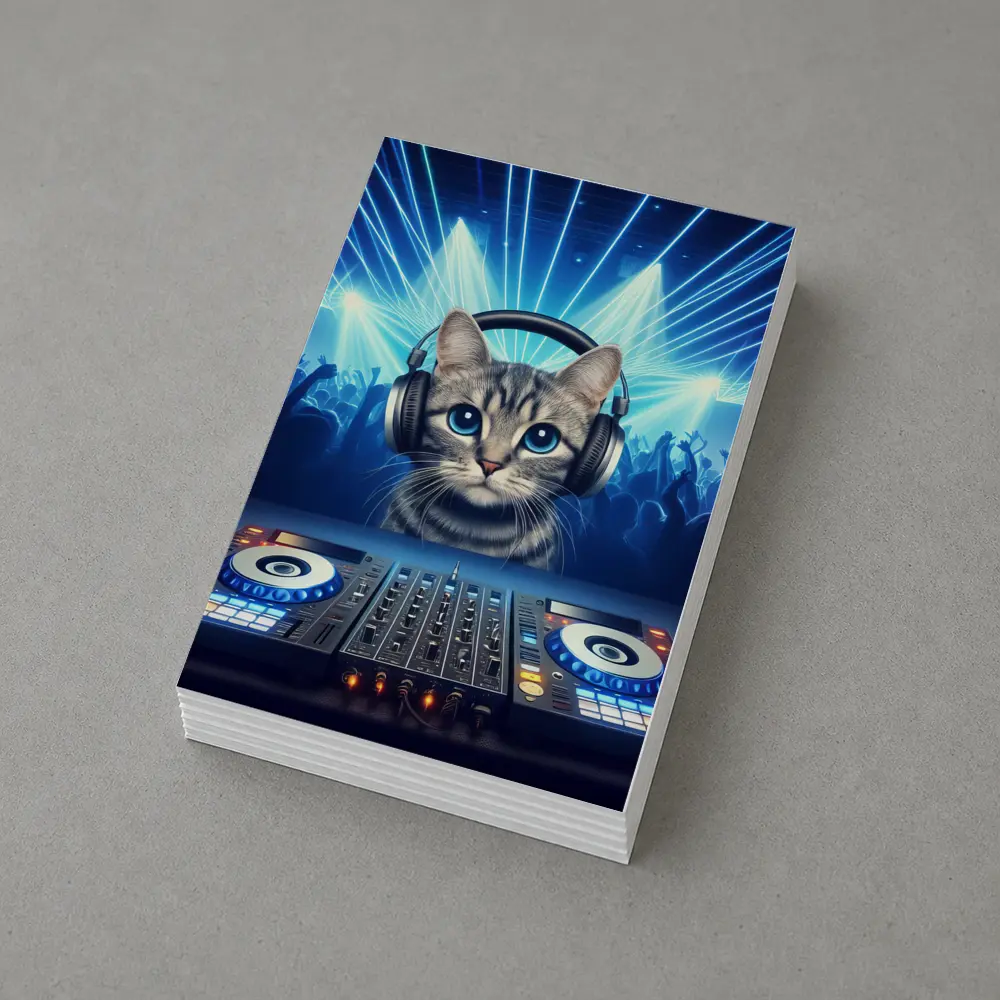 Tabby Cat DJ Neon Club Party – Postcards