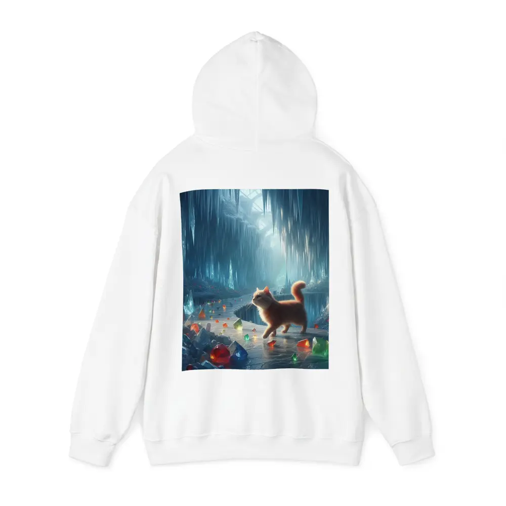 Orange Cat Exploring Magical Crystal Ice Cave – Hoodies