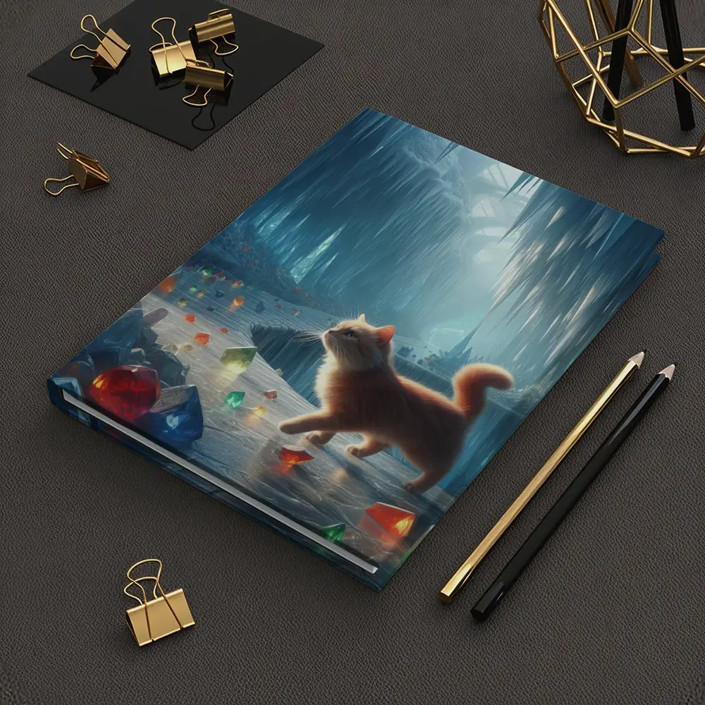 Orange Cat Exploring Magical Crystal Ice Cave – Notebooks