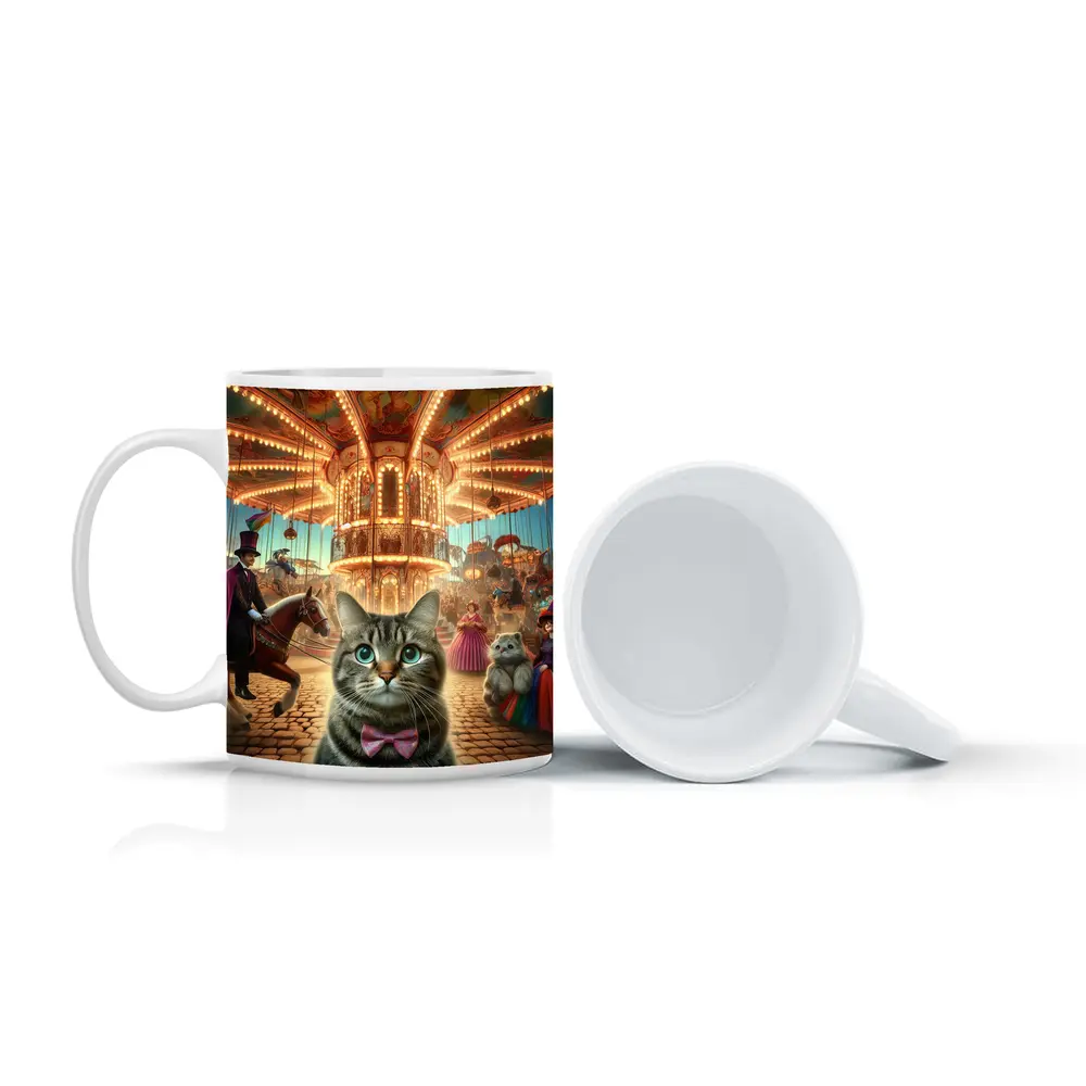 Tabby Cat Carnival Carousel Fantasy Scene – Mugs