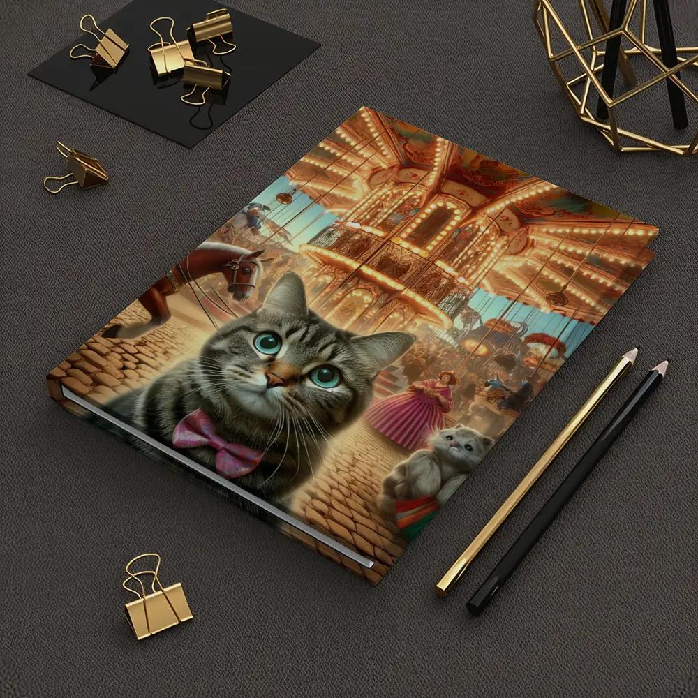 Tabby Cat Carnival Carousel Fantasy Scene – Notebooks