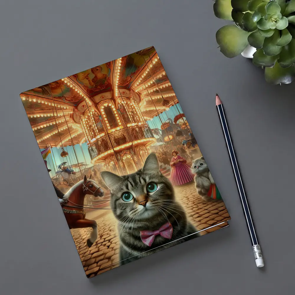 Tabby Cat Carnival Carousel Fantasy Scene – Notebooks