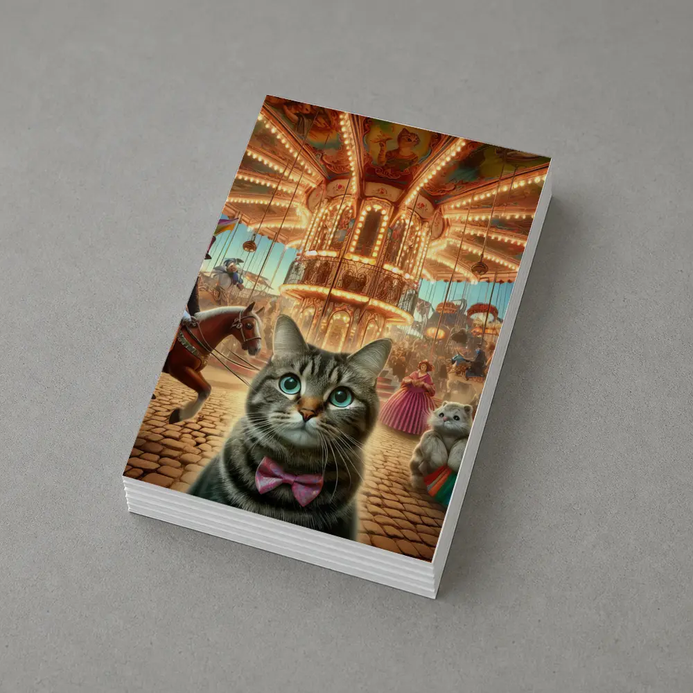 Tabby Cat Carnival Carousel Fantasy Scene – Postcards