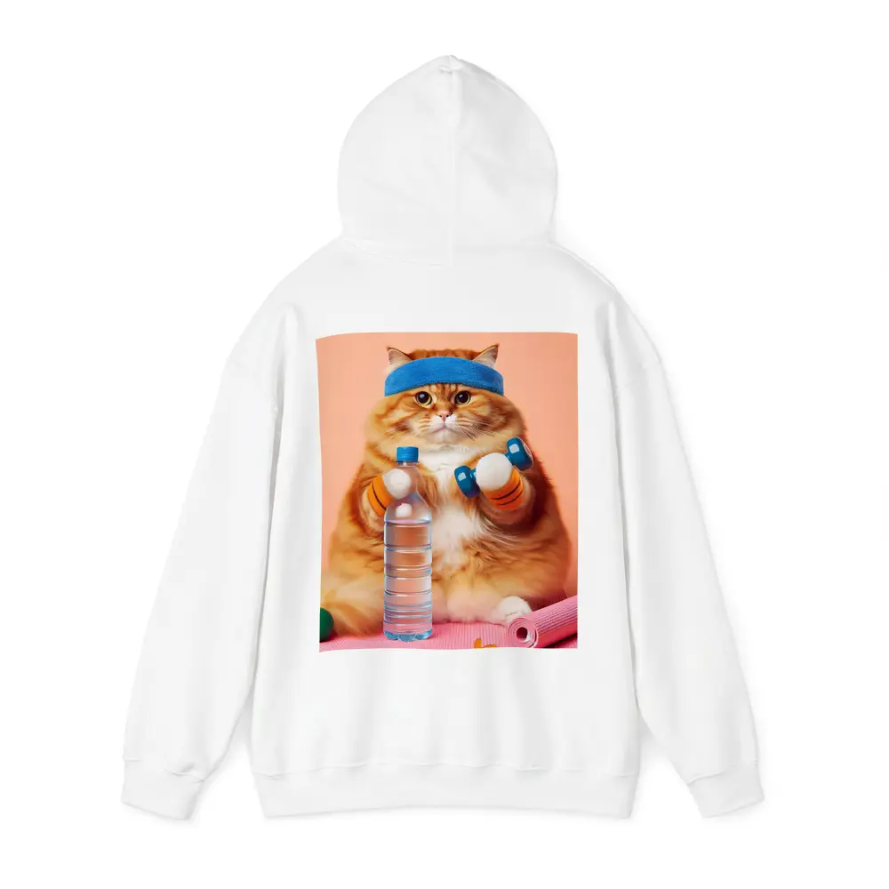 Chubby Orange Cat Gym Workout Pink Background – Hoodies