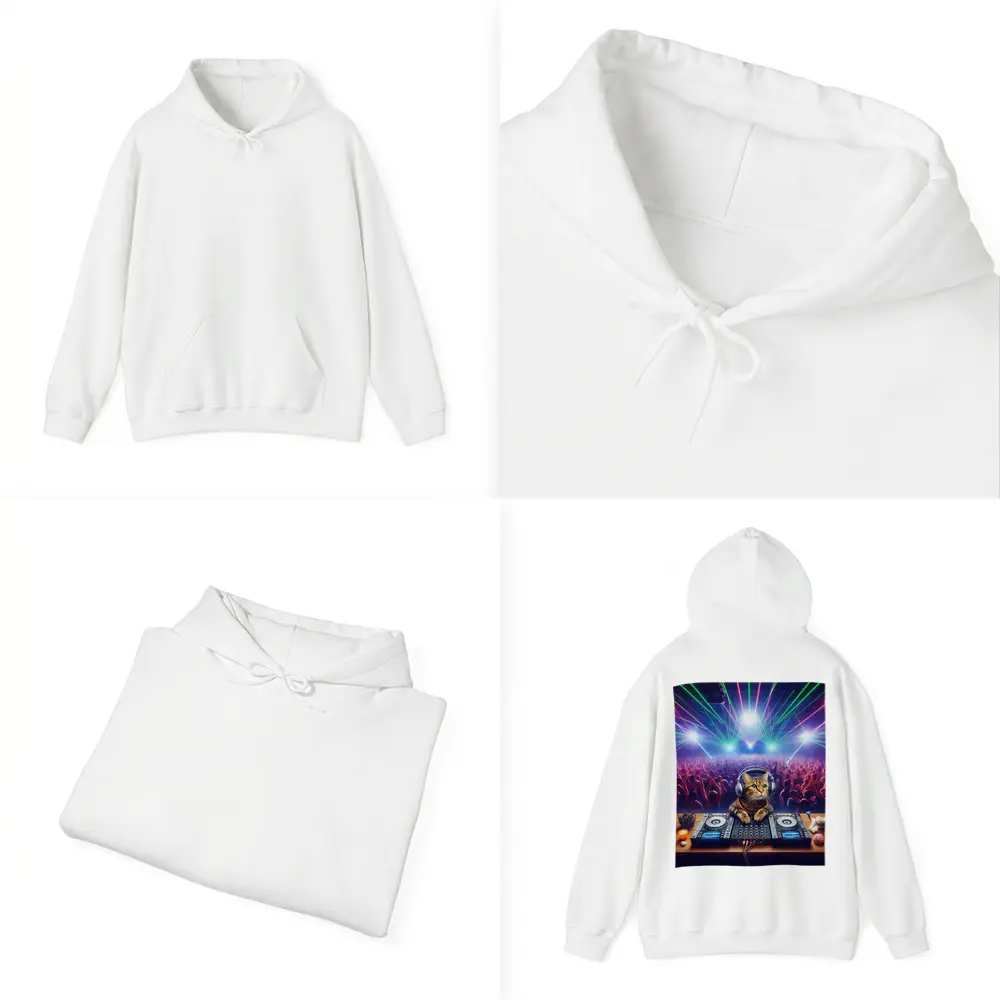 Tabby Cat DJ Spinning at Neon Club – Hoodies