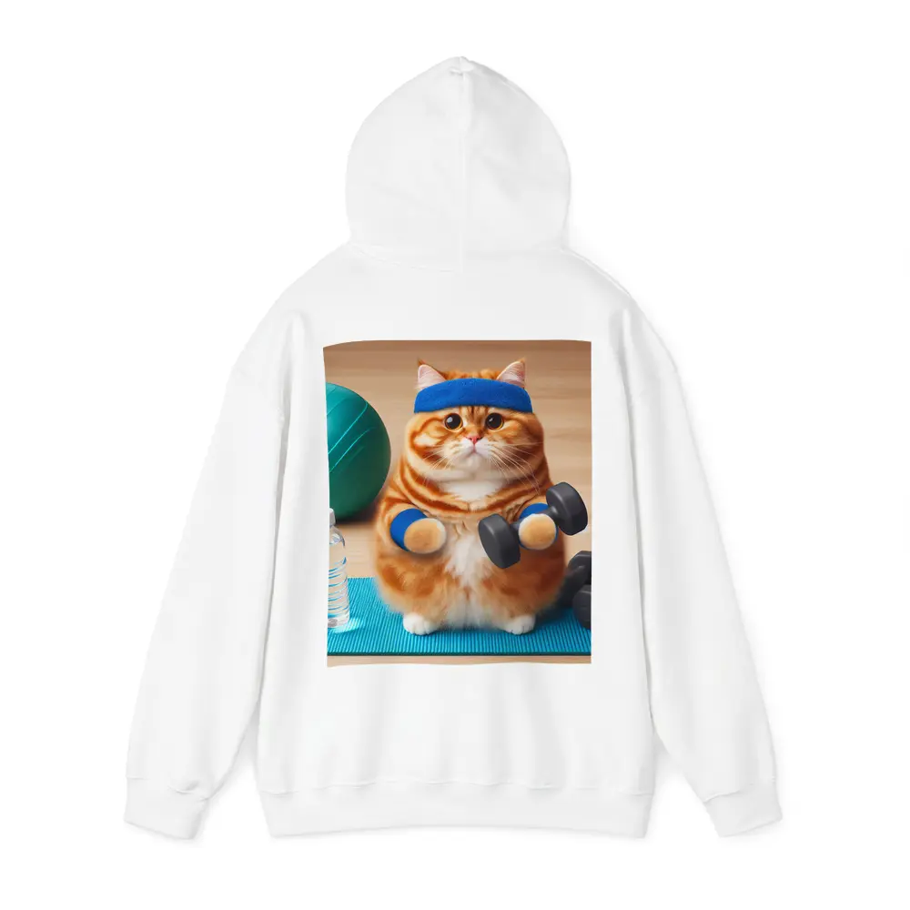Orange Cat Lifting Dumbbells Gym Workout – Hoodies
