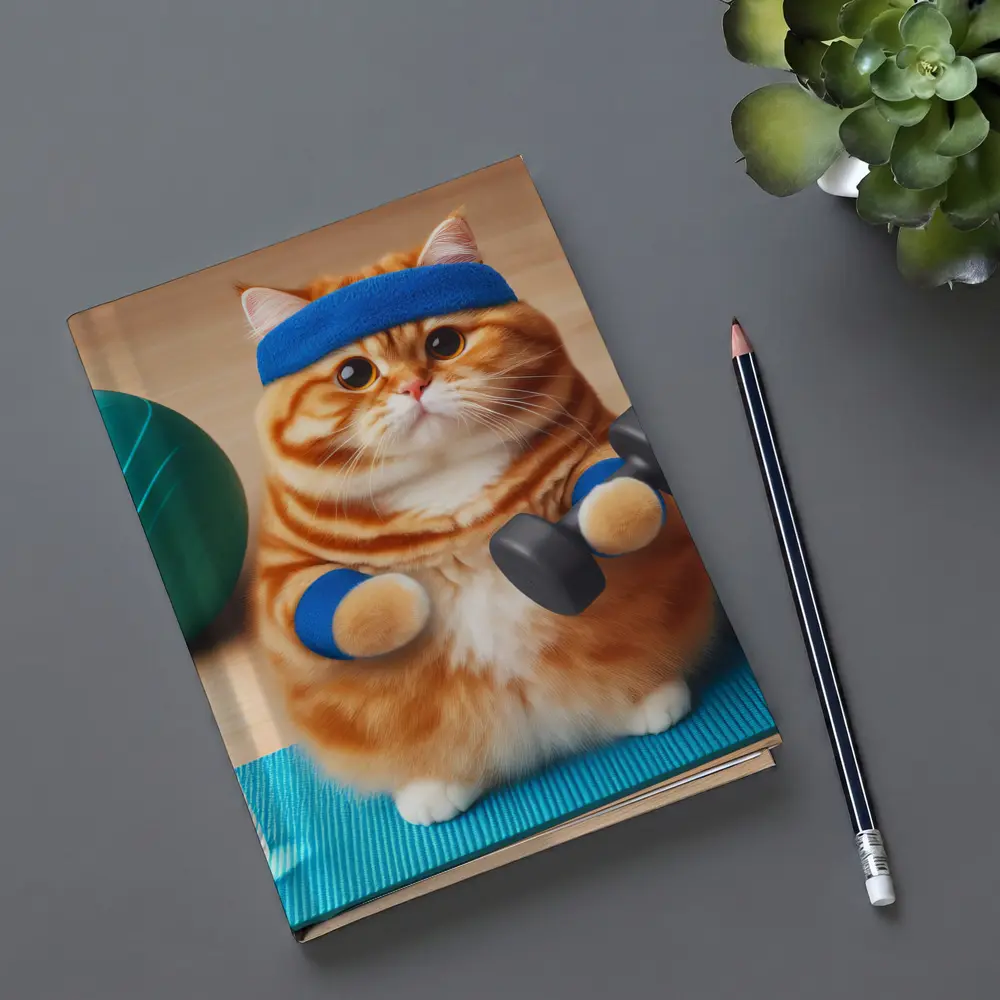 Orange Cat Lifting Dumbbells Gym Workout – Notebooks