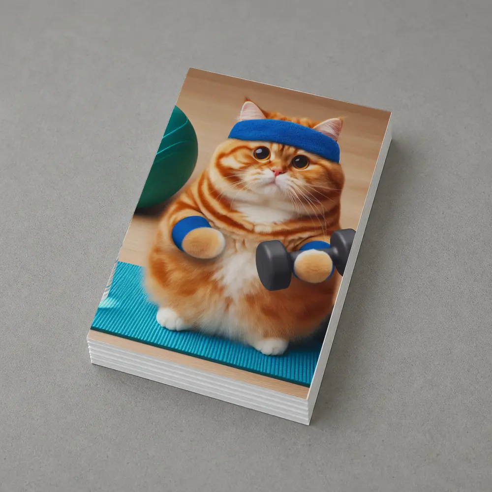 Orange Cat Lifting Dumbbells Gym Workout – Postcards