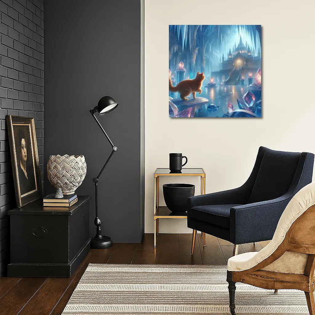 Orange Cat Fantasy Ice Crystal Palace – Wall Art