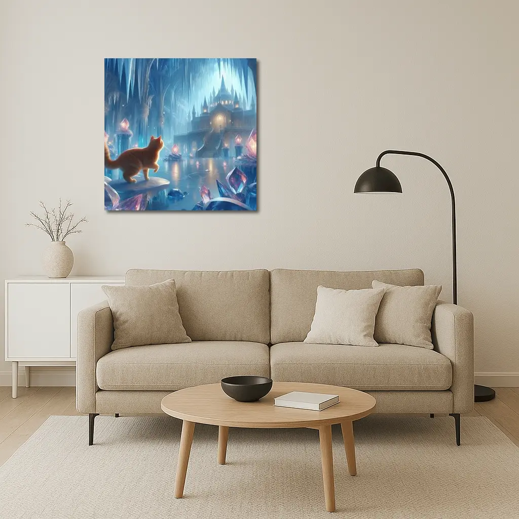 Orange Cat Fantasy Ice Crystal Palace – Wall Art