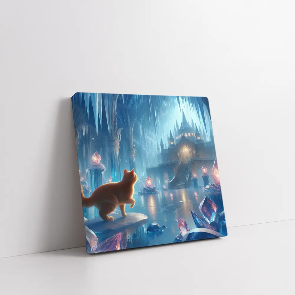 Orange Cat Fantasy Ice Crystal Palace – Wall Art