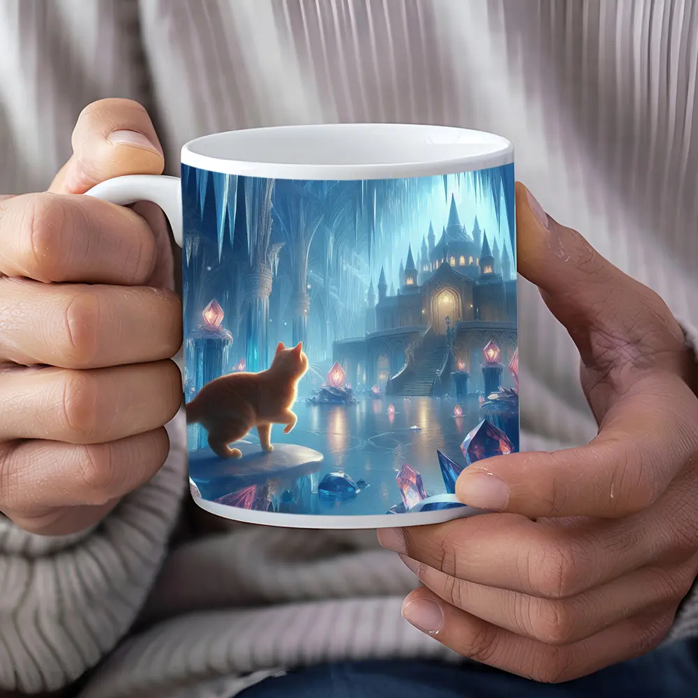 Orange Cat Fantasy Ice Crystal Palace – Mugs