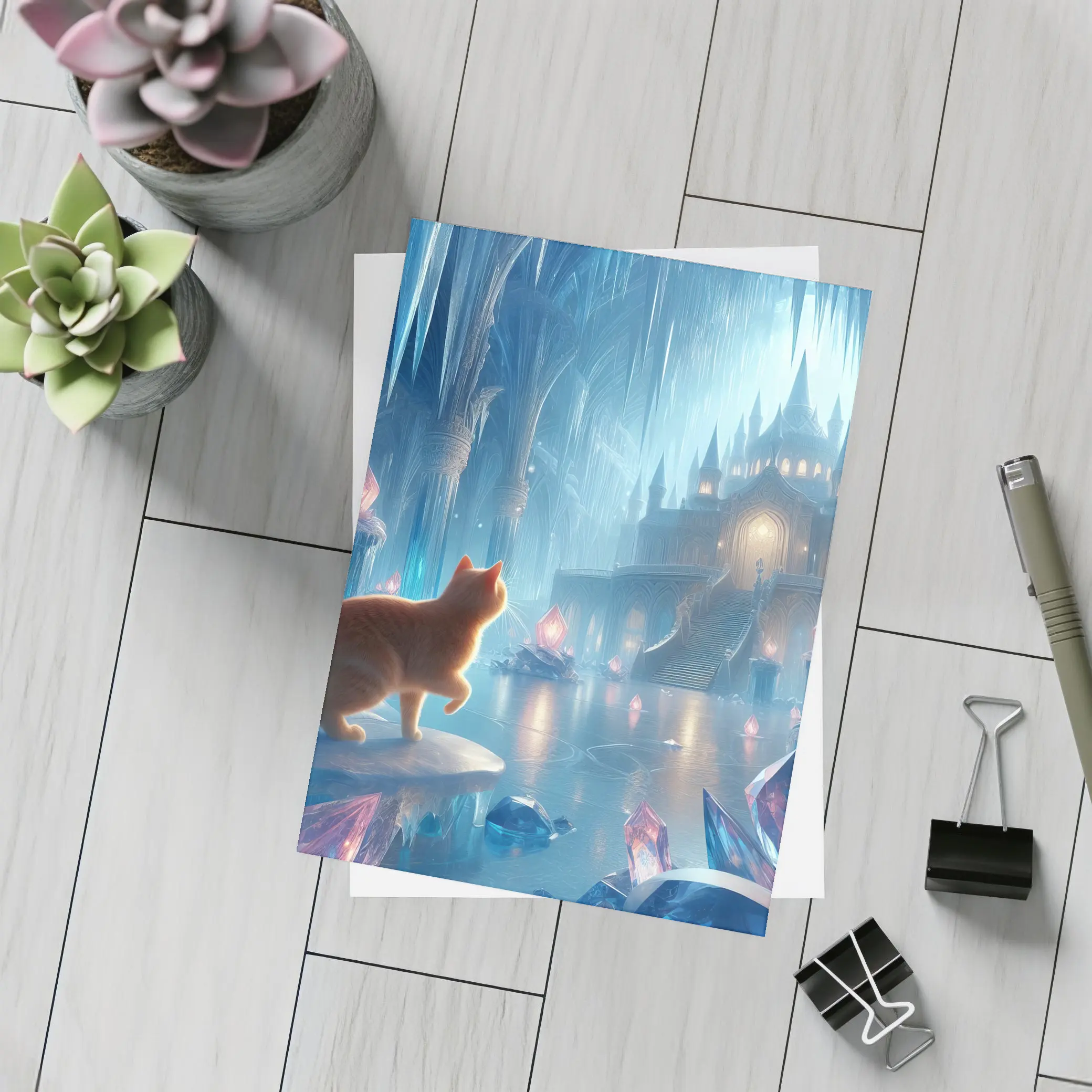 Orange Cat Fantasy Ice Crystal Palace – Postcards