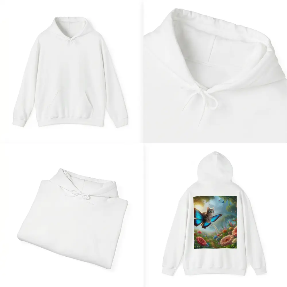 Cat Butterfly Wings Flying Over Fantasy Garden – Hoodies