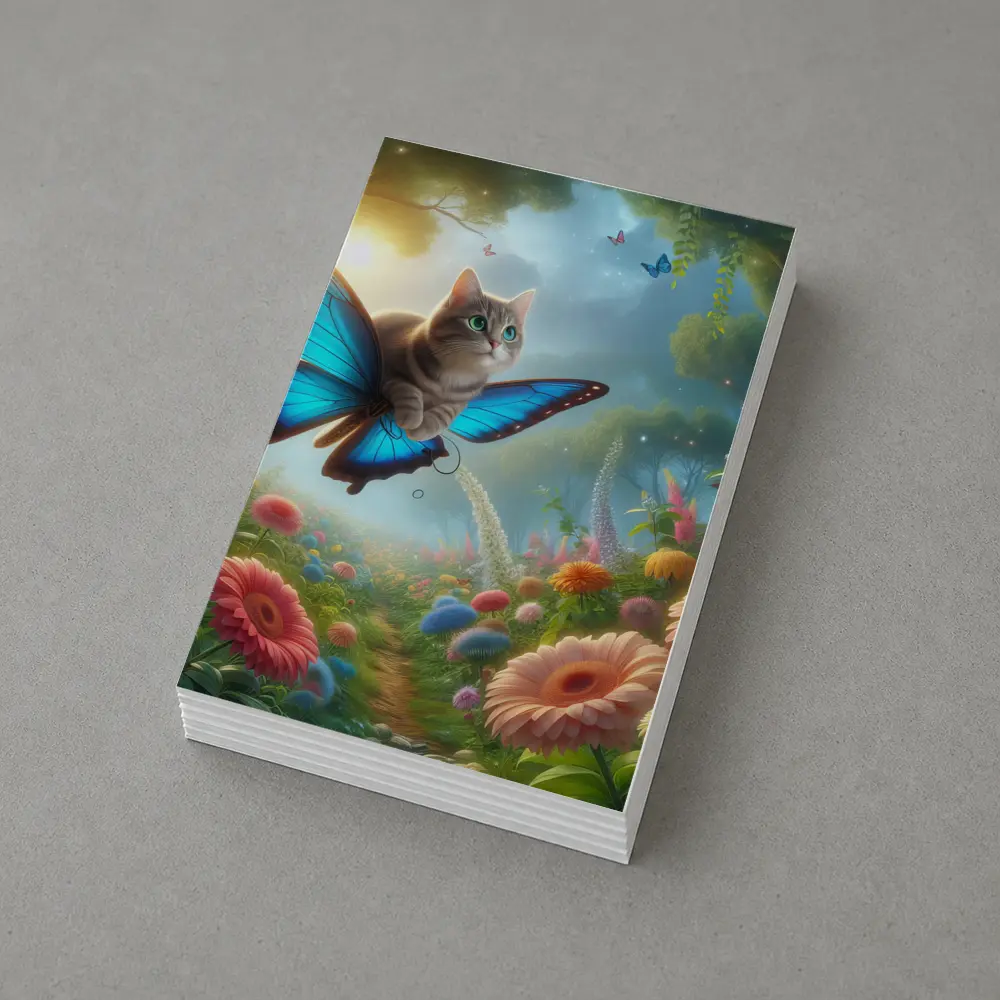 Cat Butterfly Wings Flying Over Fantasy Garden – Postcards
