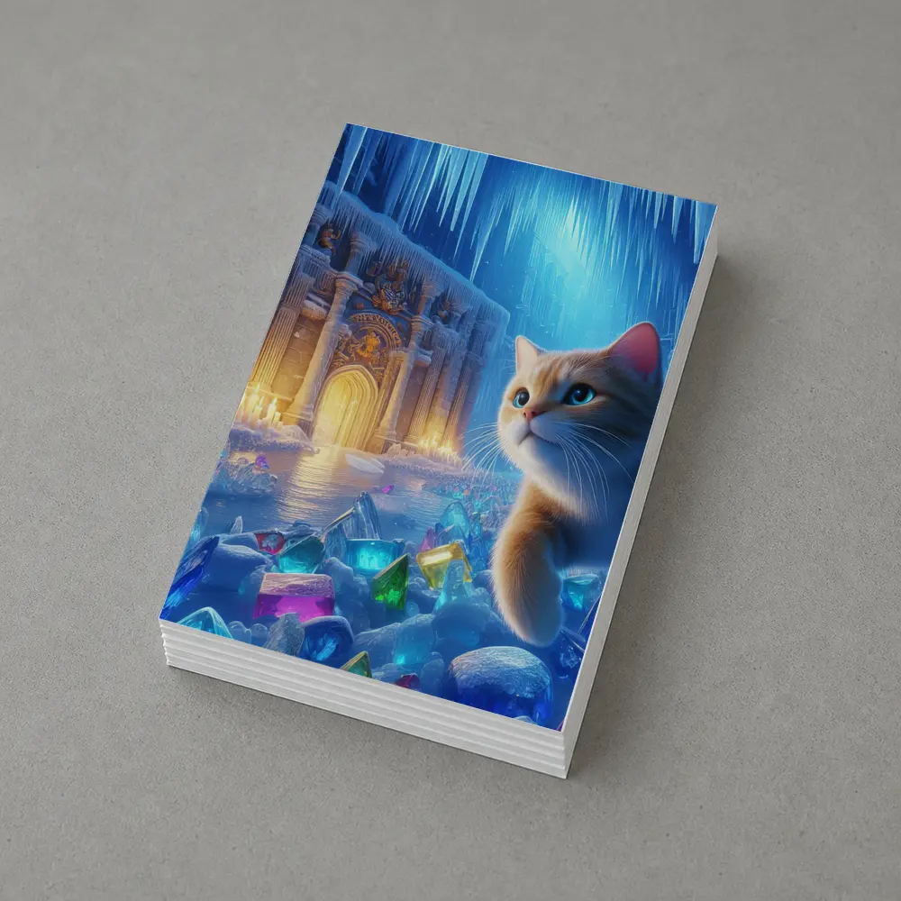 Cute Cat Exploring Frozen Crystal Ice Palace – Postcards