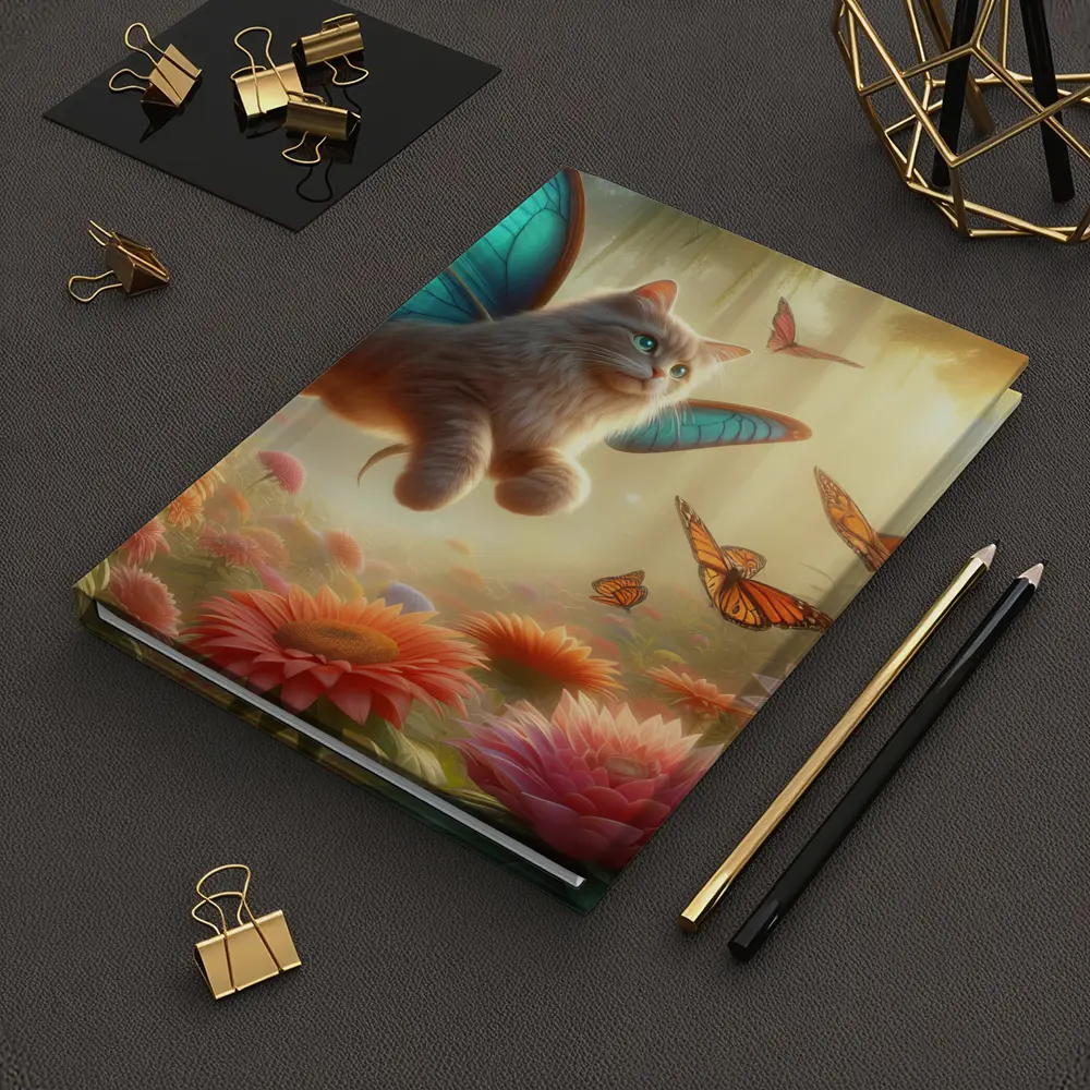 Fantasy Cat Butterfly Wings Floral Forest – Notebooks