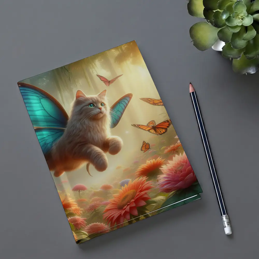 Fantasy Cat Butterfly Wings Floral Forest – Notebooks