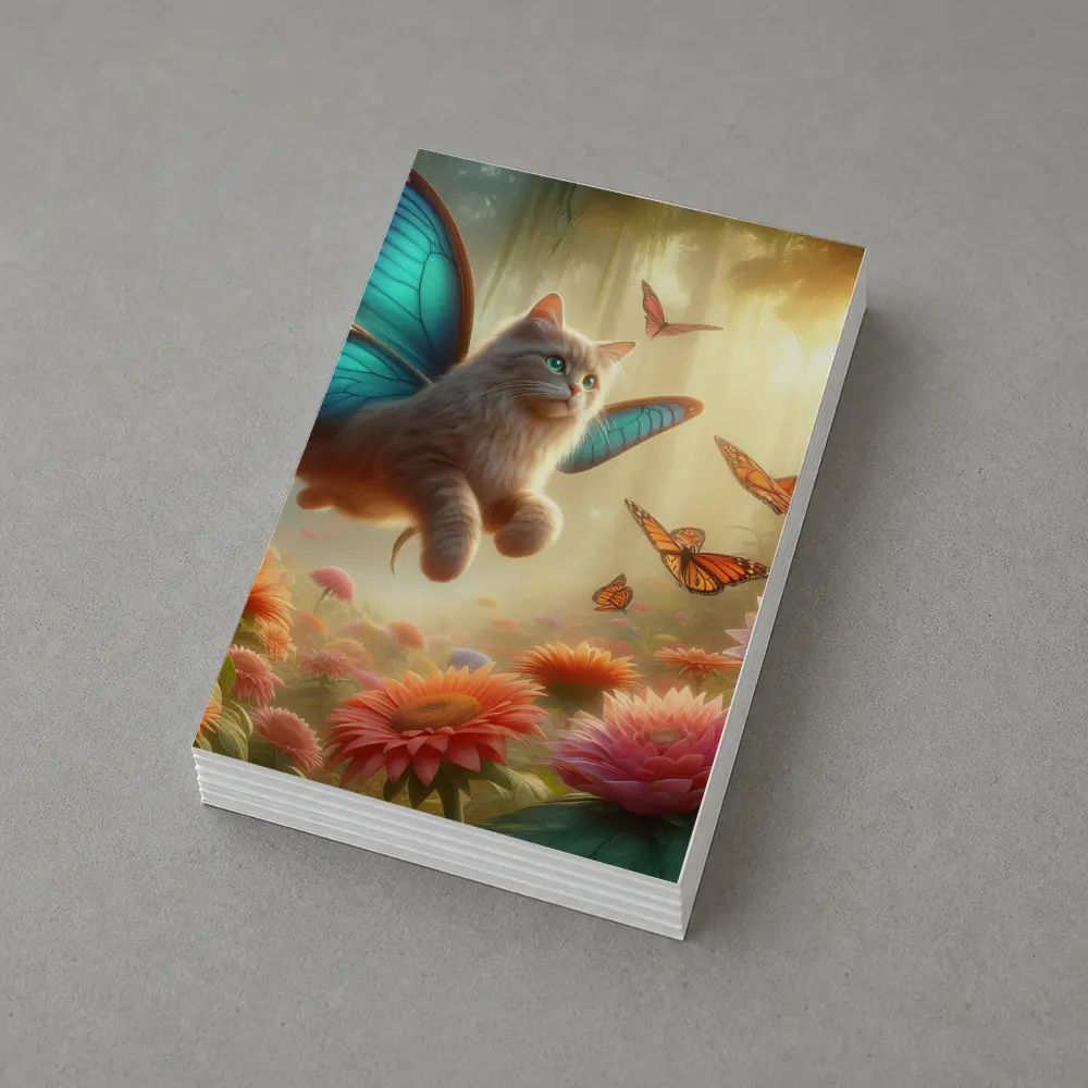 Fantasy Cat Butterfly Wings Floral Forest – Postcards