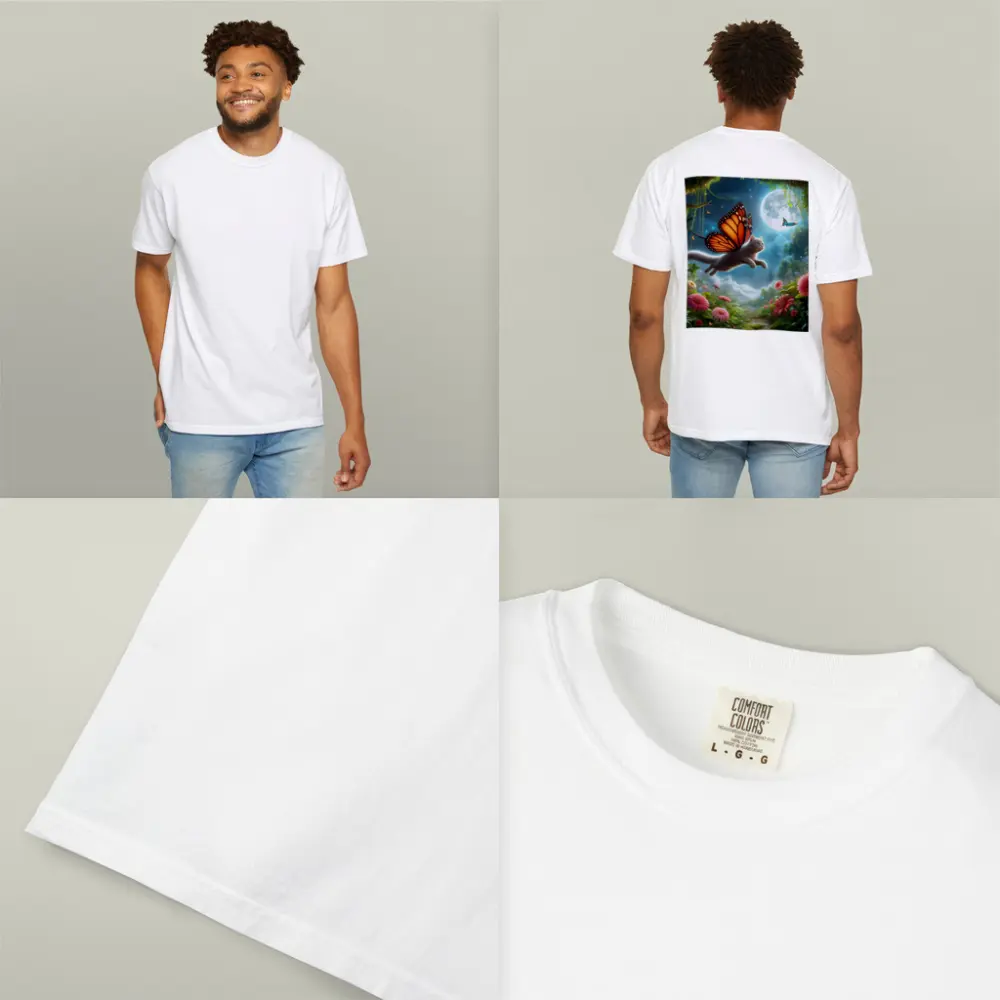 Gray Cat Butterfly Wings Fantasy Moon Garden – T-Shirts