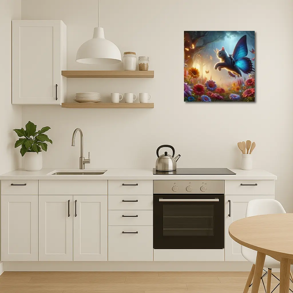 Flying Cat Butterfly Wings Enchanted Forest – Wall Art