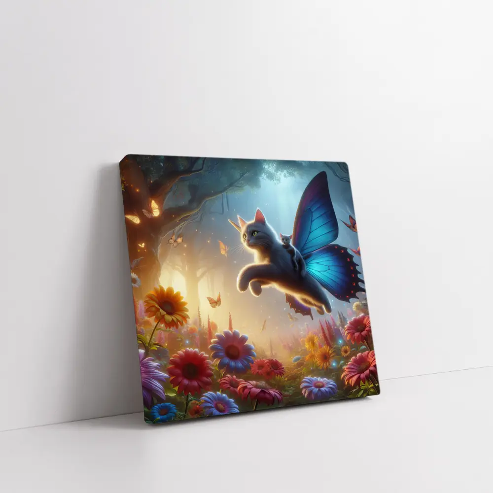 Flying Cat Butterfly Wings Enchanted Forest – Wall Art