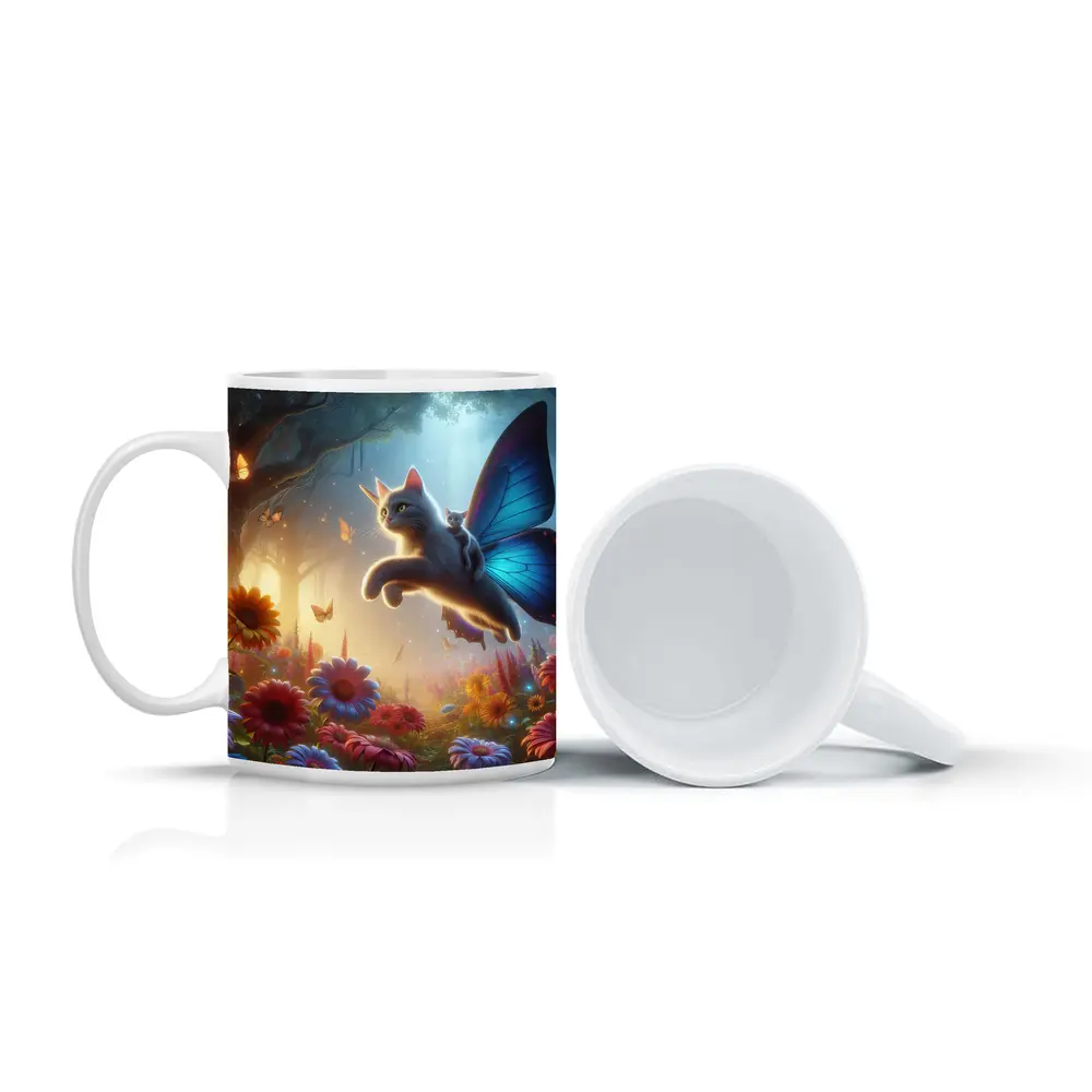 Flying Cat Butterfly Wings Enchanted Forest – Mugs