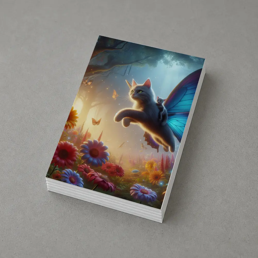 Flying Cat Butterfly Wings Enchanted Forest – Postcards