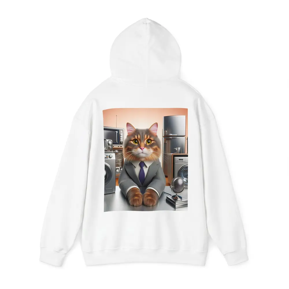Gray Cat in Suit Surrounded by Appliances – Hoodies