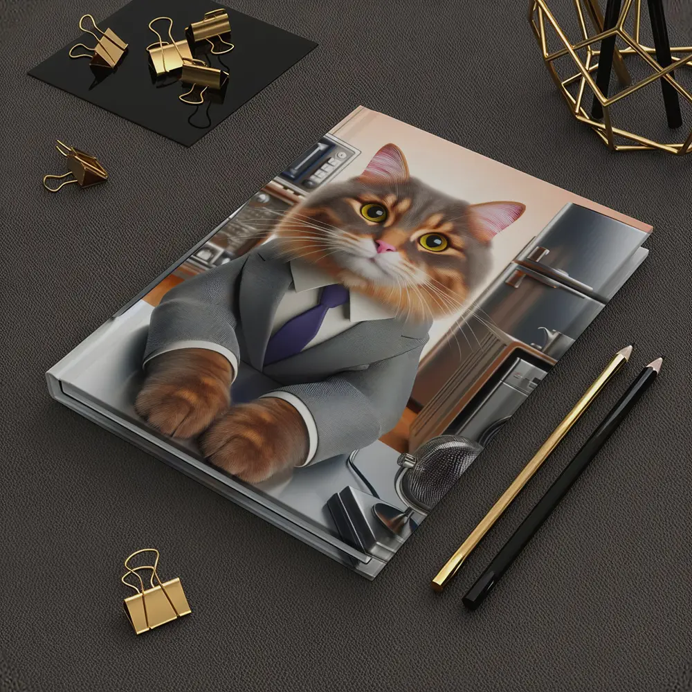 Gray Cat in Suit Surrounded by Appliances – Notebooks