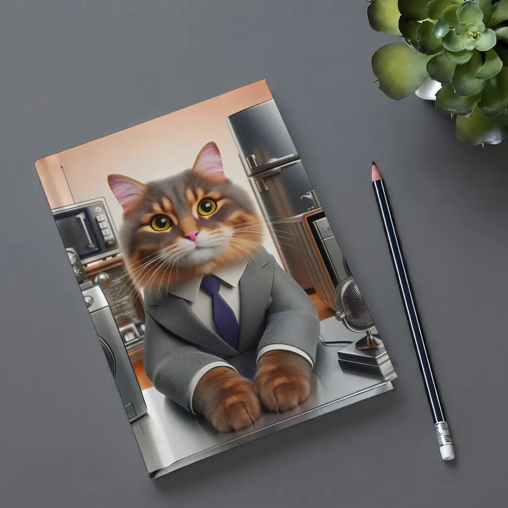 Gray Cat in Suit Surrounded by Appliances – Notebooks