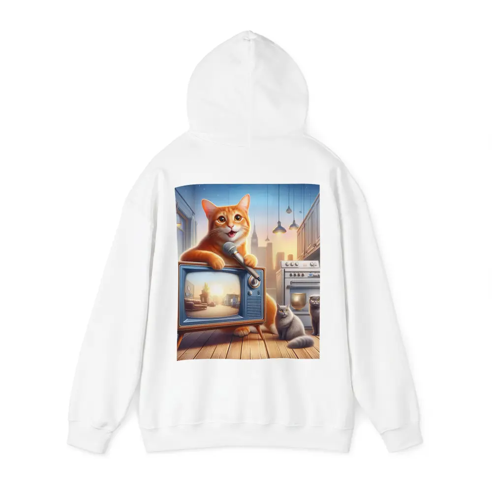 Orange Tabby Cat Singing Retro TV Kitchen – Hoodies
